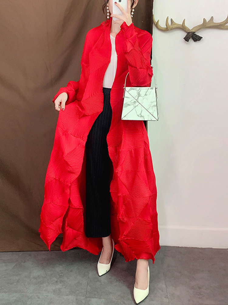 Trench Coat Formal - مياكي مطوي معطف طويل للنساء 2025