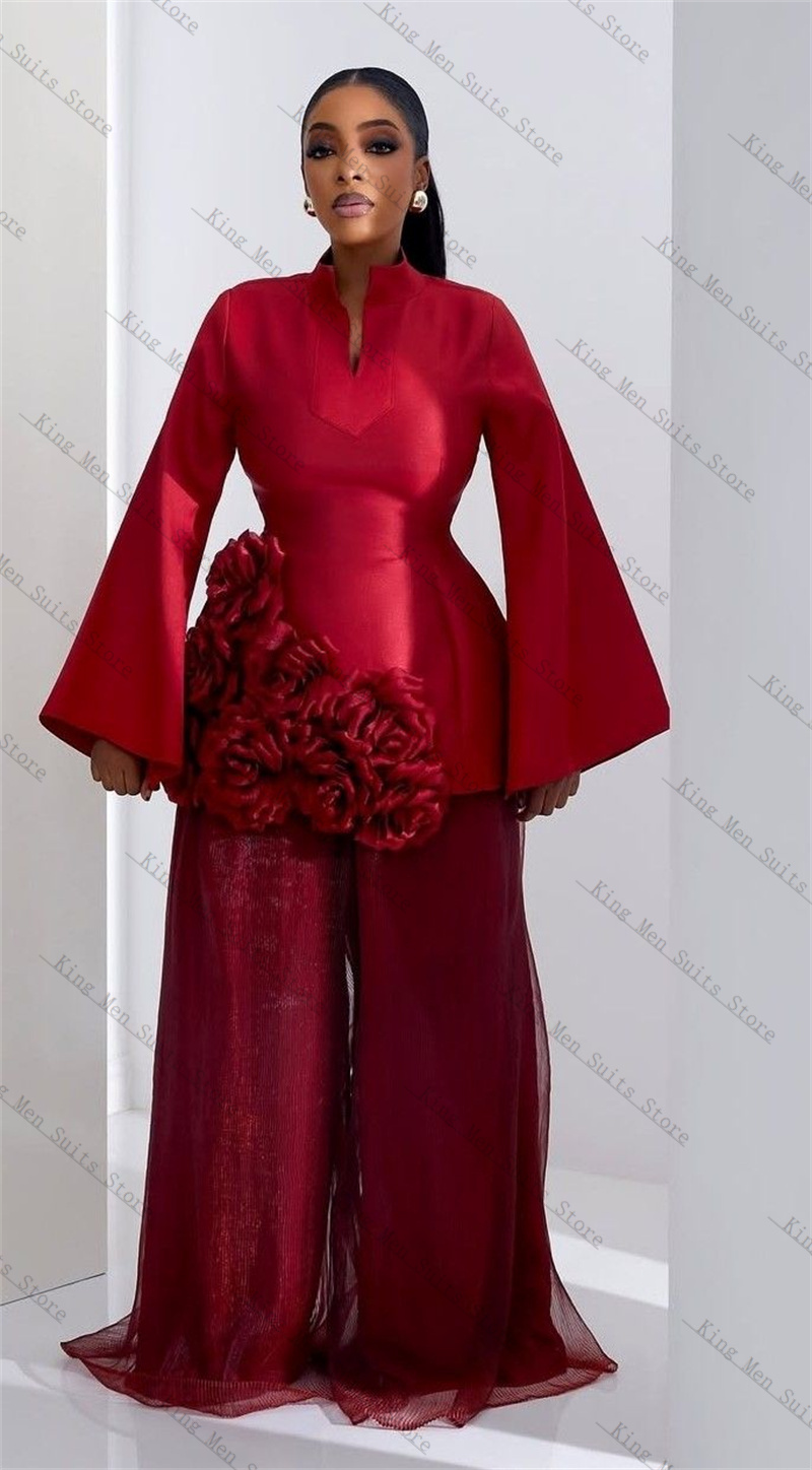Women'S Formal Wear Wedding Guest - بورجوندي المرأة البدلة مجموعة 2 قطعة