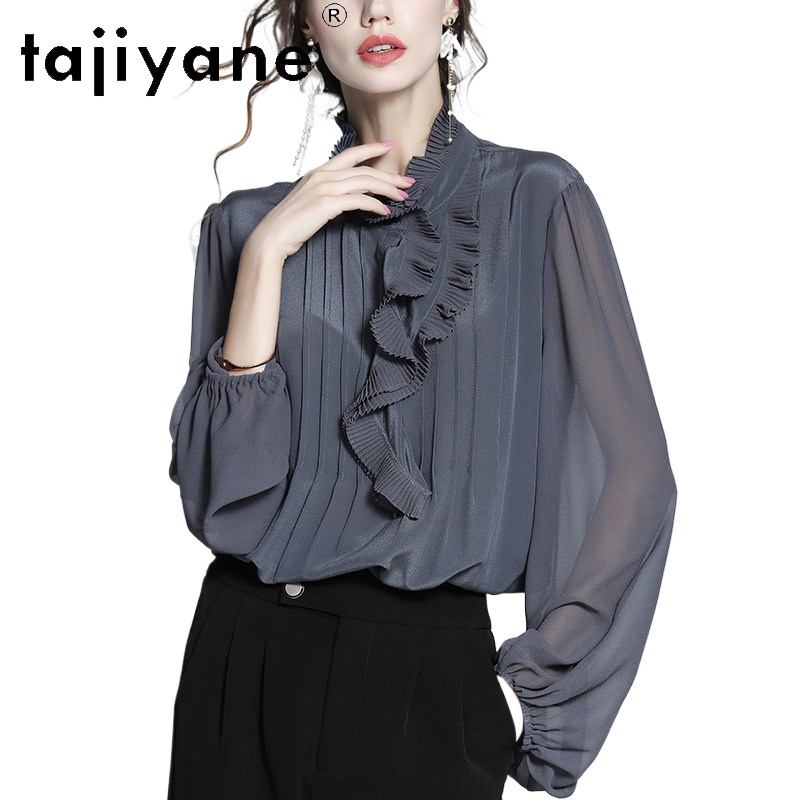 Silk Blouse Button - TAJIYANE بلوزة نسائية فاخرة من حرير