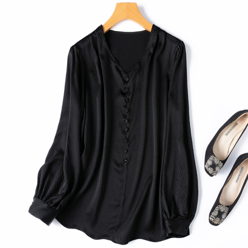Silk Blouse Button - بلوزة حريرية نسائية 93% حرير التوت