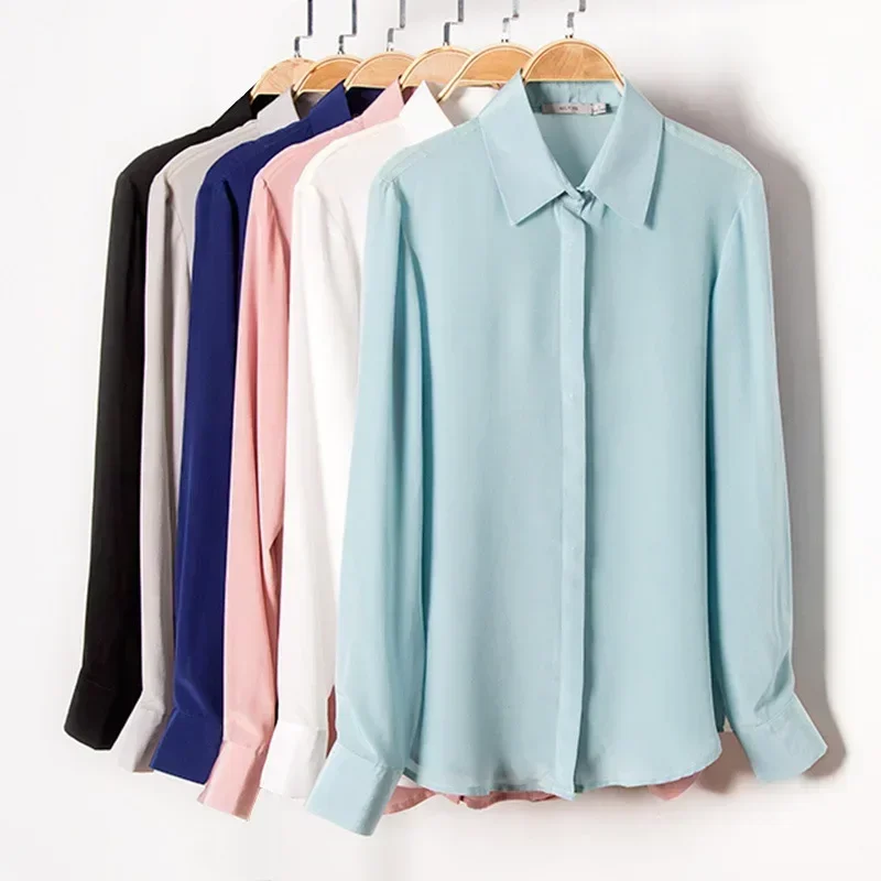 Silk Blouse Button - 2025 ربيع جديد المرأة قميص حريري