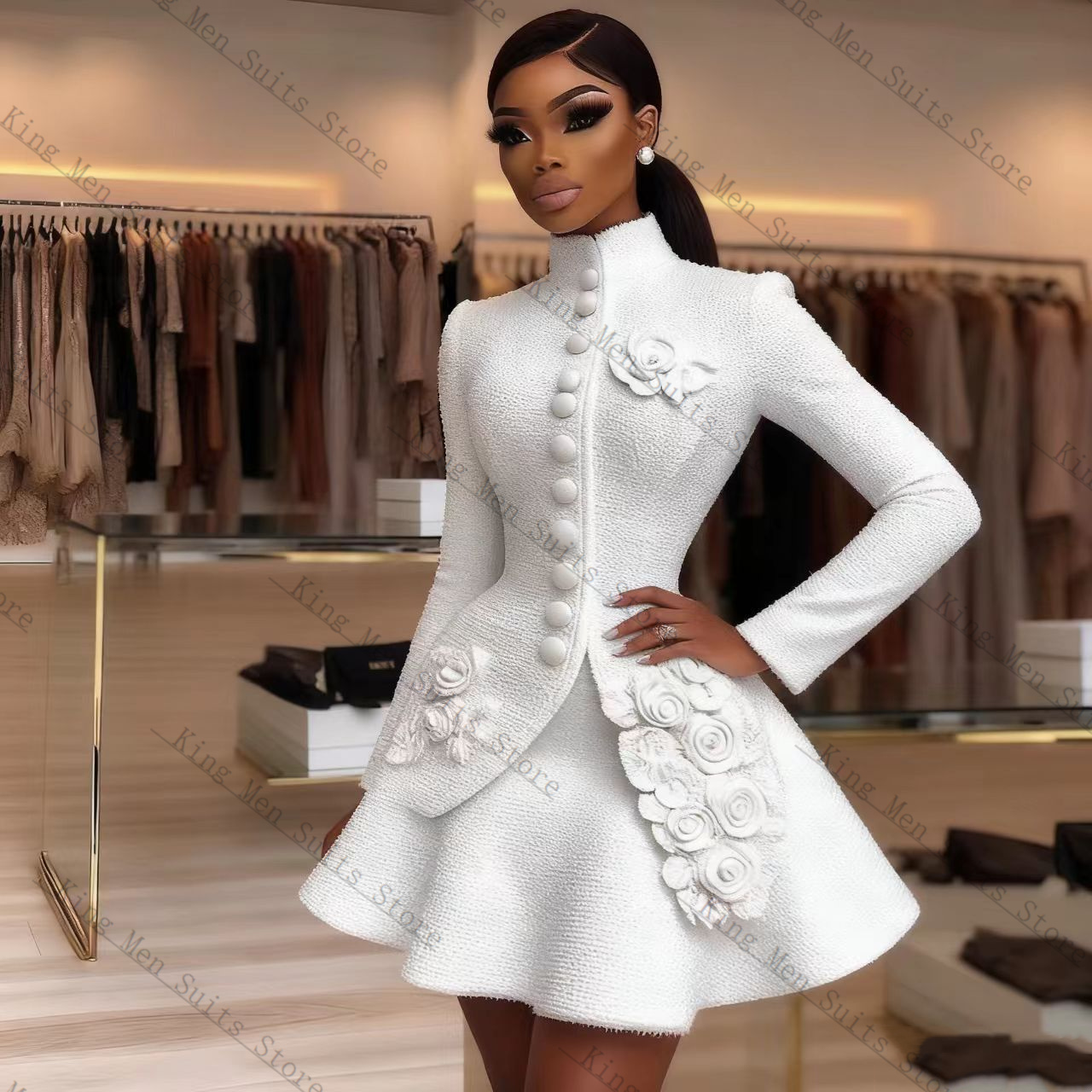 Women'S Formal Wear Wedding Guest - الفاخرة الأبيض المرأة البدلة مجموعة 2