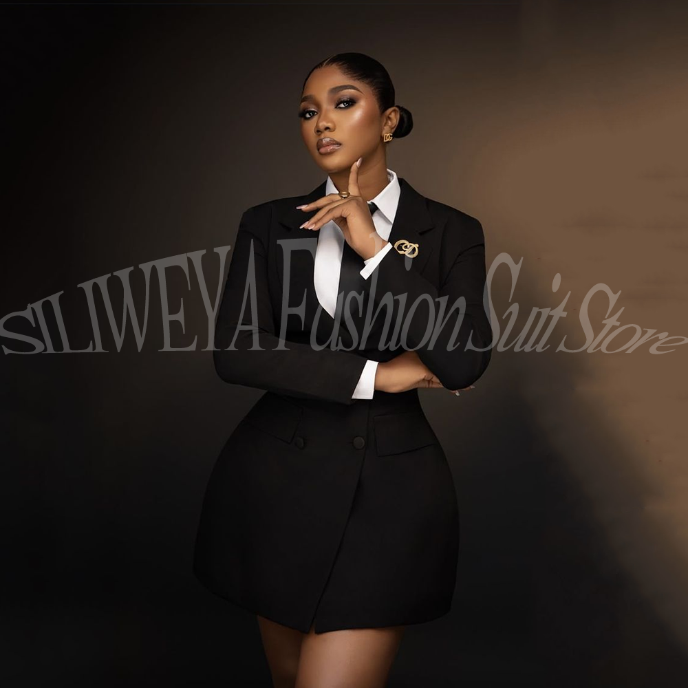 Women Formal Wear Korean - بدلة بليزر أنيقة سوداء للنساء، ملابس