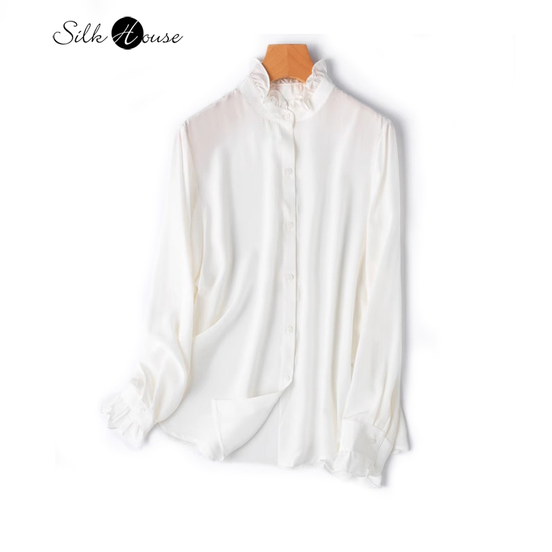 Silk Blouse Button - 2025 موضة نسائية جديدة 100% حرير