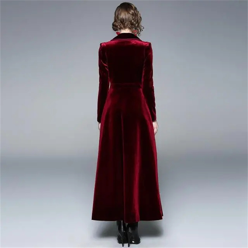 Trench Coat Formal - الذهبي المخملية سترة واقية طويلة معطف