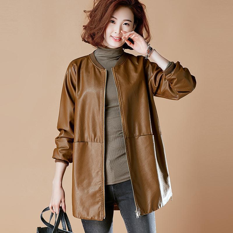 Trench Coat Formal - موضة حجم كبير سترة جلدية المرأة