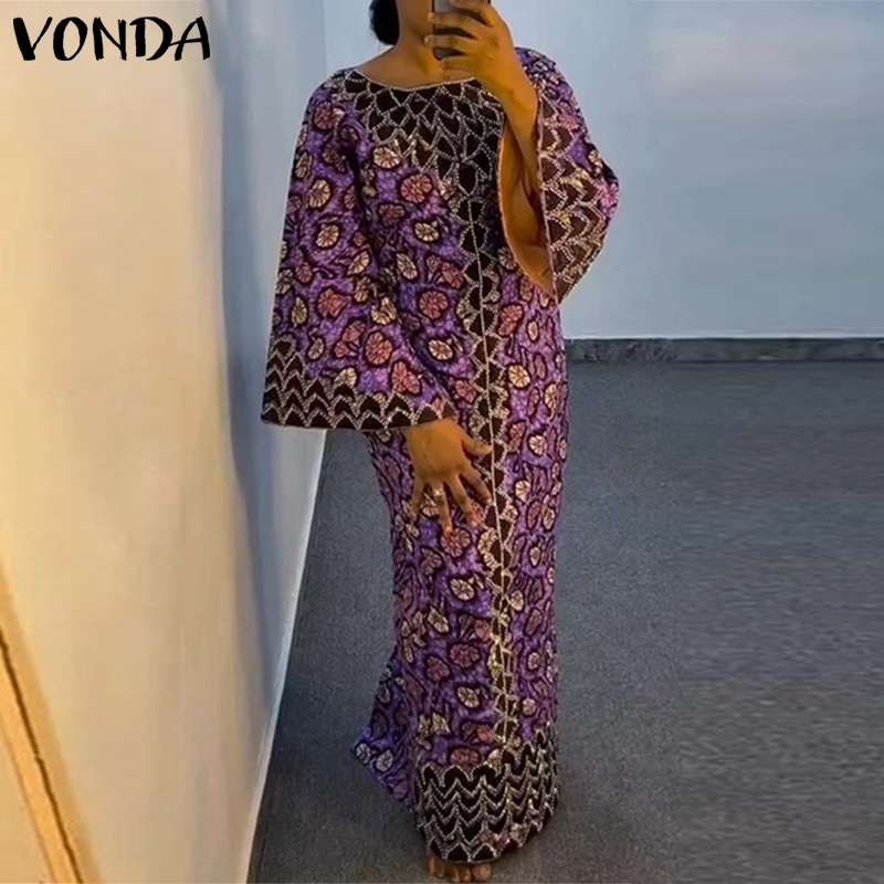 Vintage Women'S Formal Wear - فستان بوهيمي من VONDA مقاس كبير،