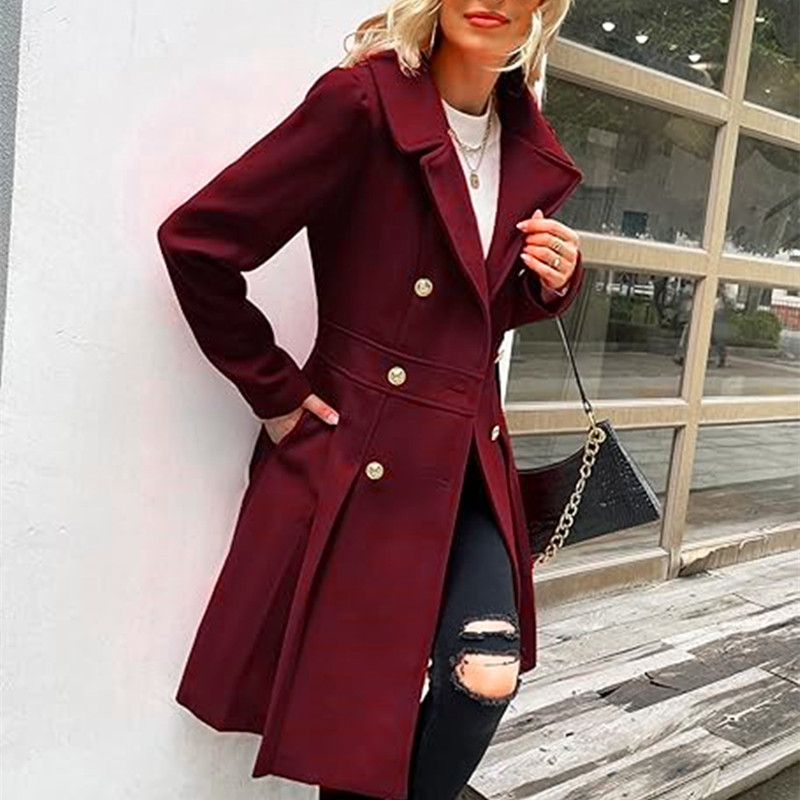 Trench Coat Formal - الشتاء الصوفية المرأة خندق معطف تنورة