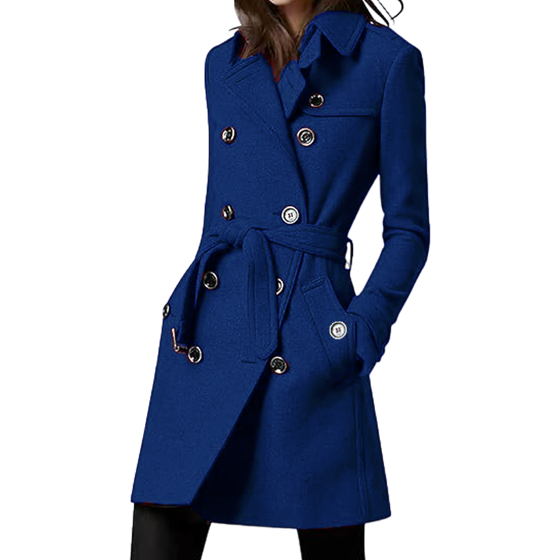 Trench Coat Formal - المرأة خندق معطف الصوف يمزج مزدوجة