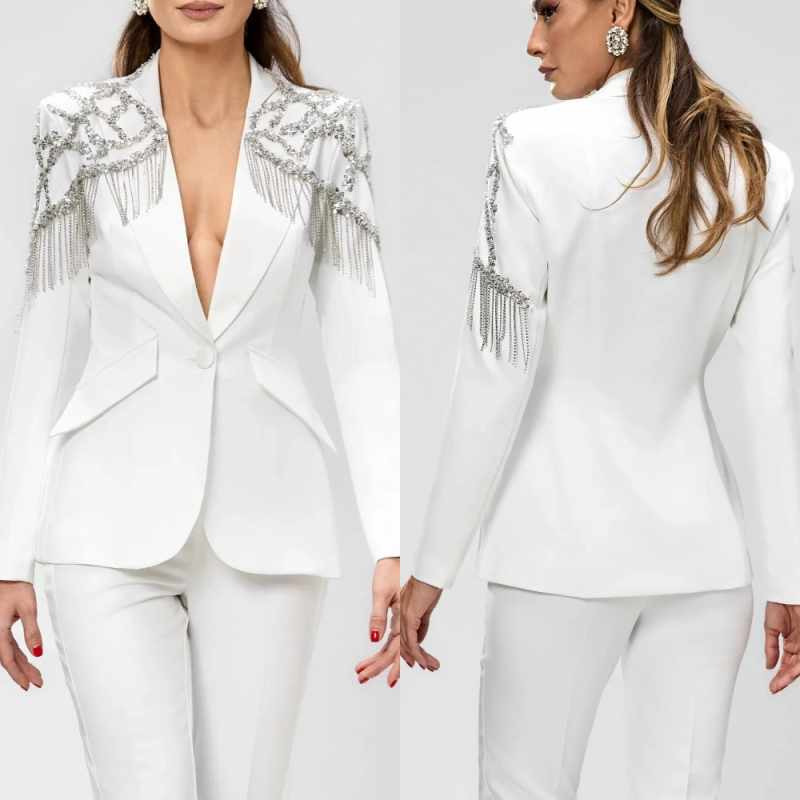 Women'S Formal Wear Wedding Guest - بدلات زفاف مخصصة للنساء مزينة بالخرز