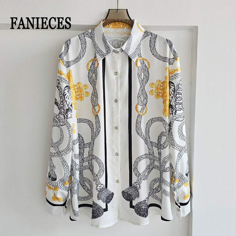 Silk Blouse Button - قميص نسائي من الساتان مقاس S-4XL،