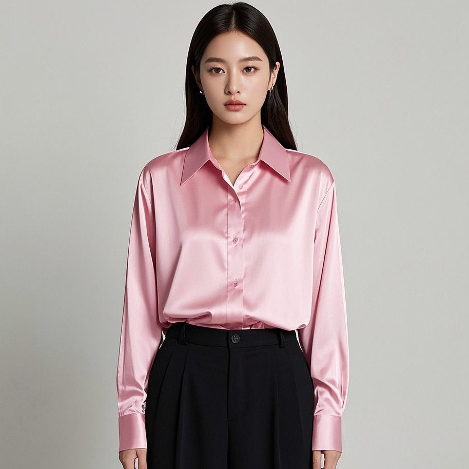 Silk Blouse Button - الكورية مكتب سيدة الاتجاه قميص غير