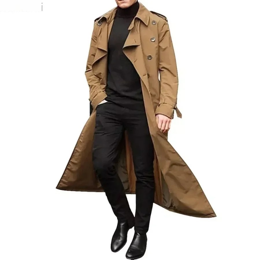 الرجال معاطف طويلة سترة موضة أ - مراجعة Trench Coat Formal وسعره