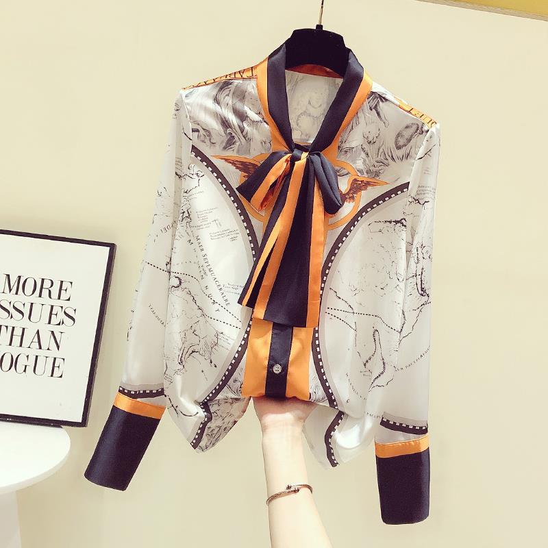 الإناث الكورية الطباعة وشاح شي - مراجعة Silk Blouse Button وسعره