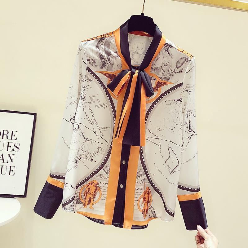 الإناث الكورية الطباعة وشاح شي - مراجعة Silk Blouse Button وسعره