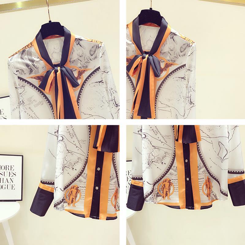 الإناث الكورية الطباعة وشاح شي - مراجعة Silk Blouse Button وسعره