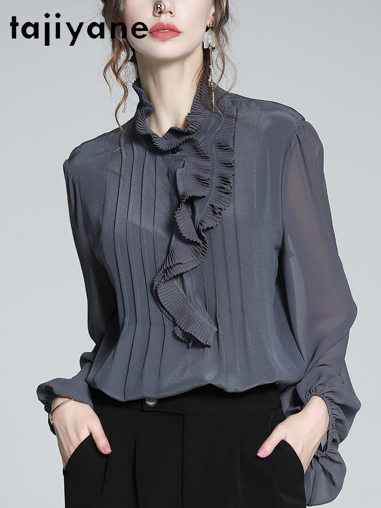 TAJIYANE بلوزة نسائية فاخرة من - مراجعة Silk Blouse Button وسعره