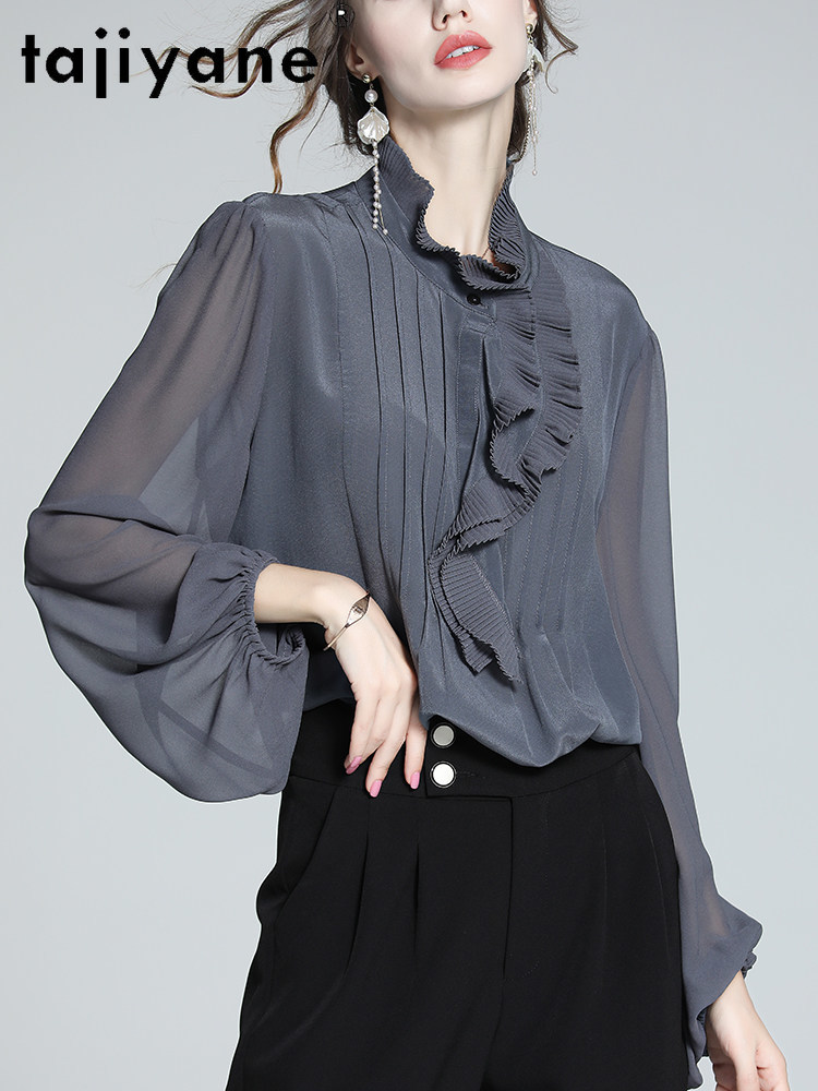 TAJIYANE بلوزة نسائية فاخرة من - مراجعة Silk Blouse Button وسعره