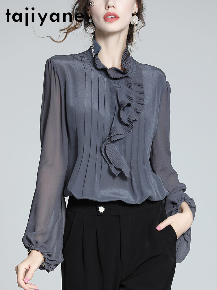 TAJIYANE بلوزة نسائية فاخرة من - مراجعة Silk Blouse Button وسعره