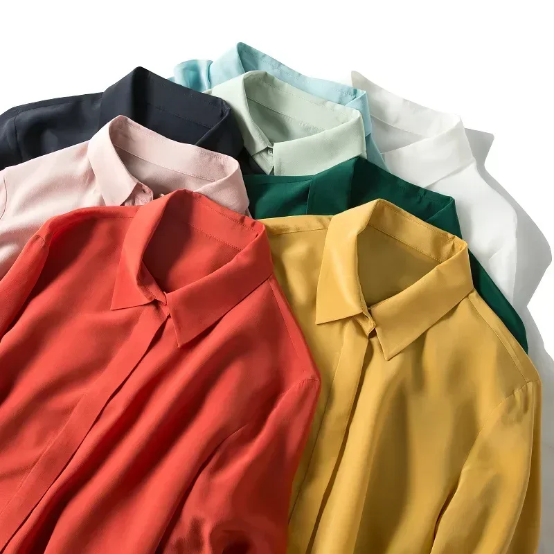 2025 ربيع جديد المرأة قميص حري - مراجعة Silk Blouse Button وسعره