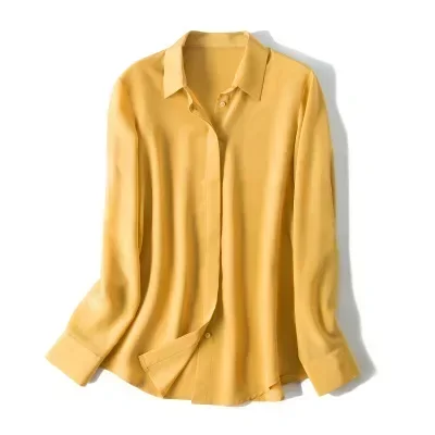 2025 ربيع جديد المرأة قميص حري - مراجعة Silk Blouse Button وسعره