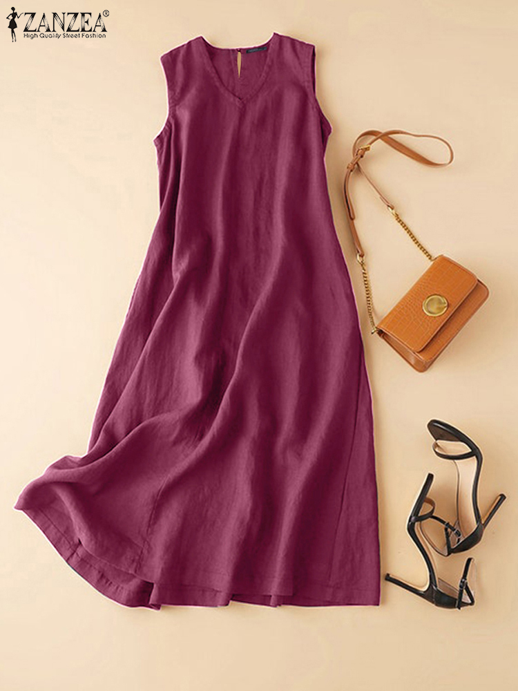 ZANZEA فساتين قطنية مقاس كبير  - مراجعة Vintage Women'S Formal Wear وسعره