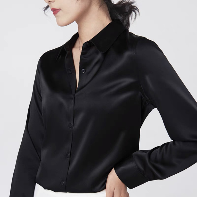 أنيقة الساتان بلوزات طويلة الأ - مراجعة Silk Blouse Button وسعره