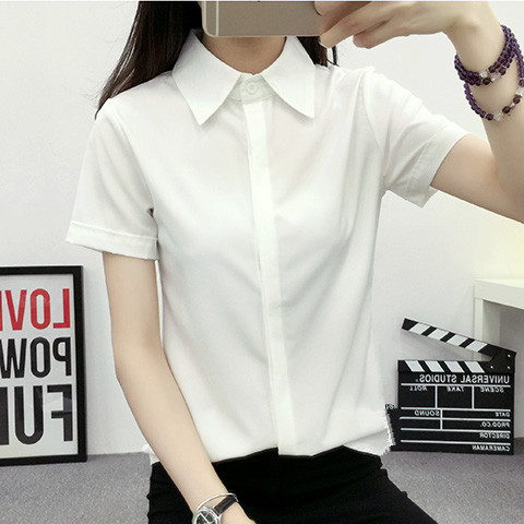قميص أبيض فضفاض بأكمام قصيرة ل - مراجعة Women Formal Wear Korean وسعره