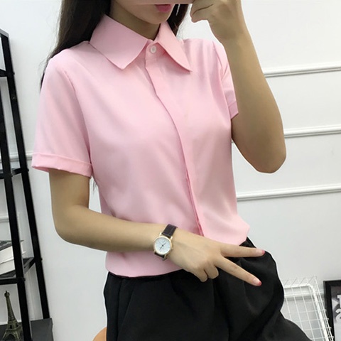 قميص أبيض فضفاض بأكمام قصيرة ل - مراجعة Women Formal Wear Korean وسعره