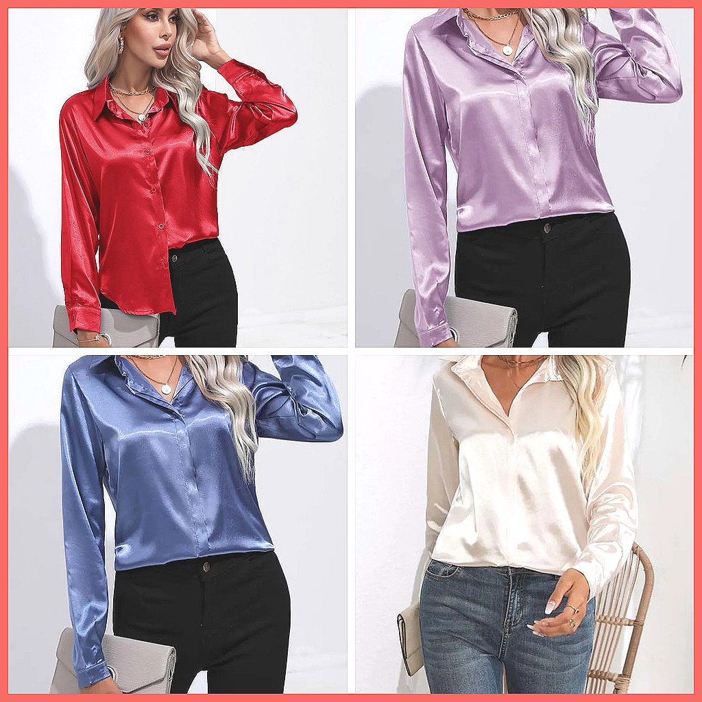 قميص ساتان نسائي لربيع وصيف 20 - مراجعة Silk Blouse Button وسعره