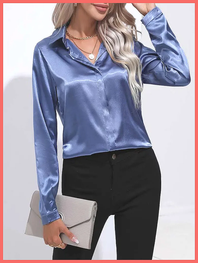 قميص ساتان نسائي لربيع وصيف 20 - مراجعة Silk Blouse Button وسعره