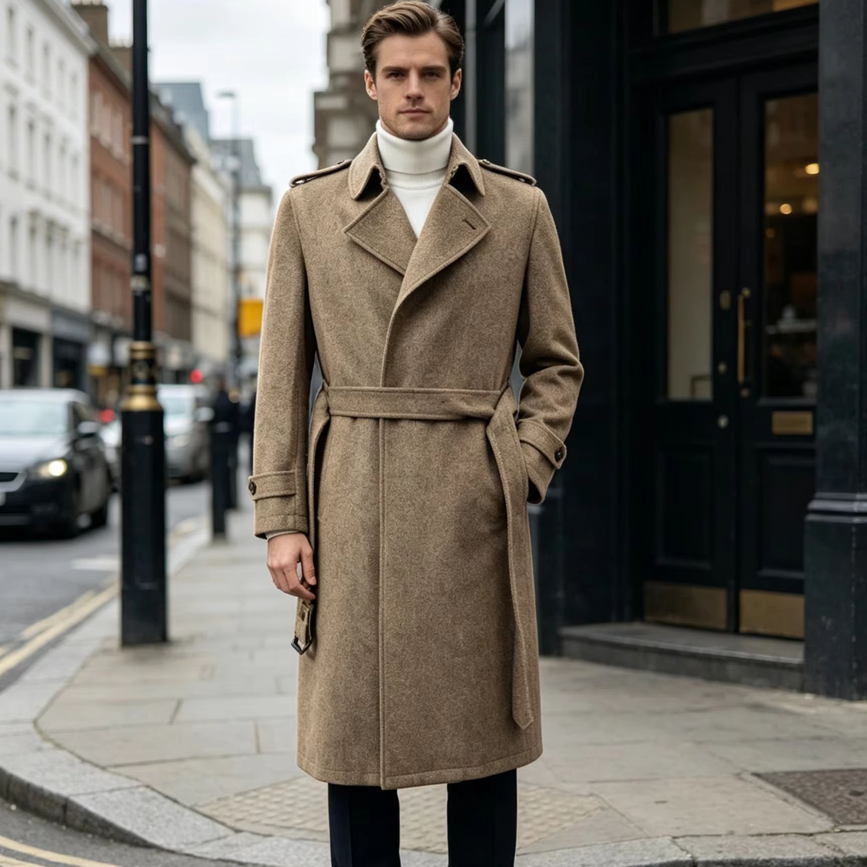 معطف طويل للرجال من الصوف الخا - مراجعة Trench Coat Formal وسعره