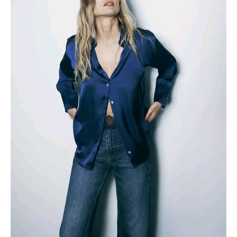 قميص كلاسيكي بملمس حريري ساتان - مراجعة Silk Blouse Button وسعره