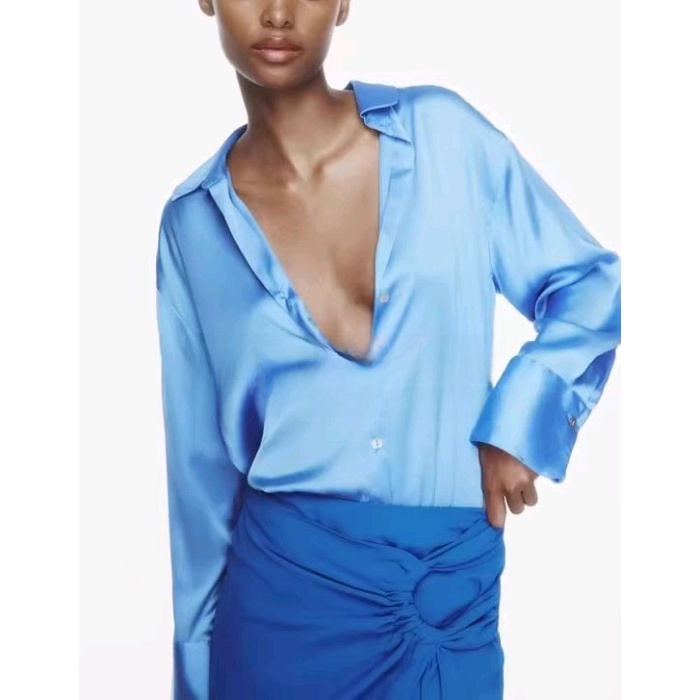 قميص كلاسيكي بملمس حريري ساتان - مراجعة Silk Blouse Button وسعره