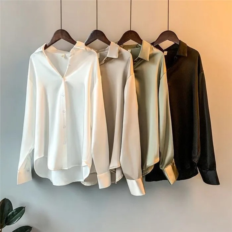 2026 بلوزة نسائية أنيقة من الس - مراجعة Silk Blouse Button وسعره