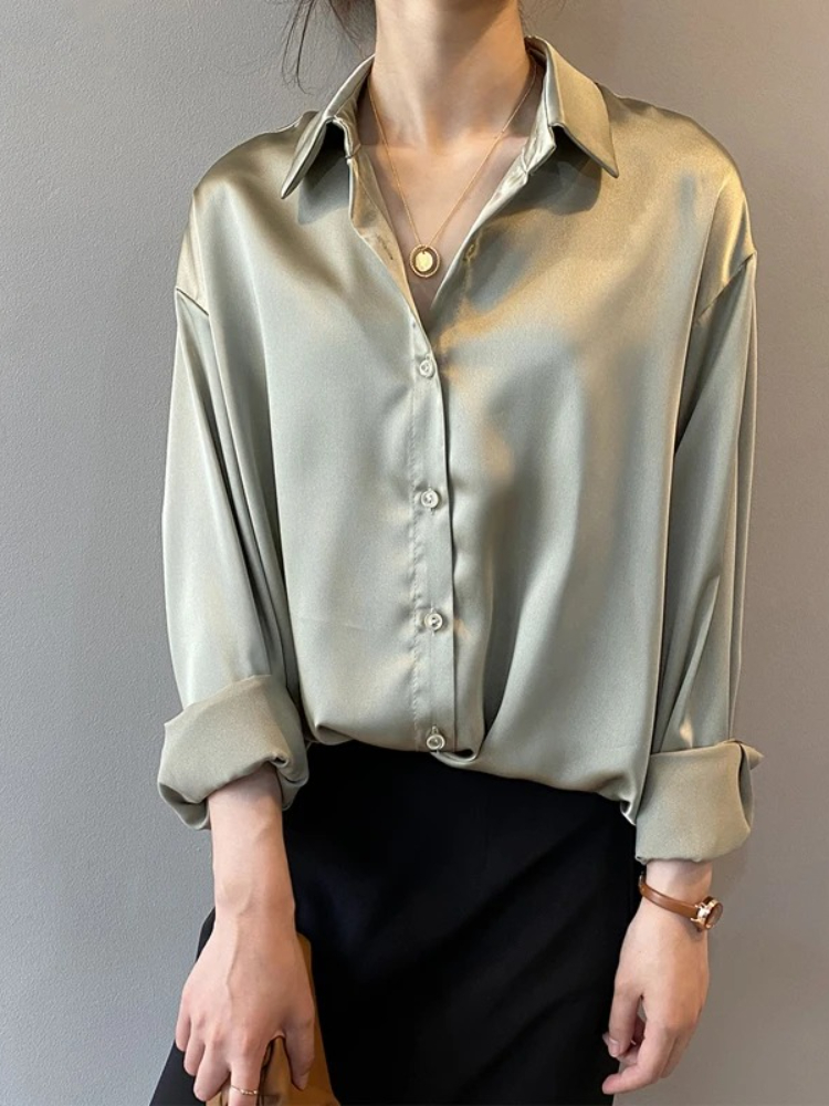 2026 بلوزة نسائية أنيقة من الس - مراجعة Silk Blouse Button وسعره