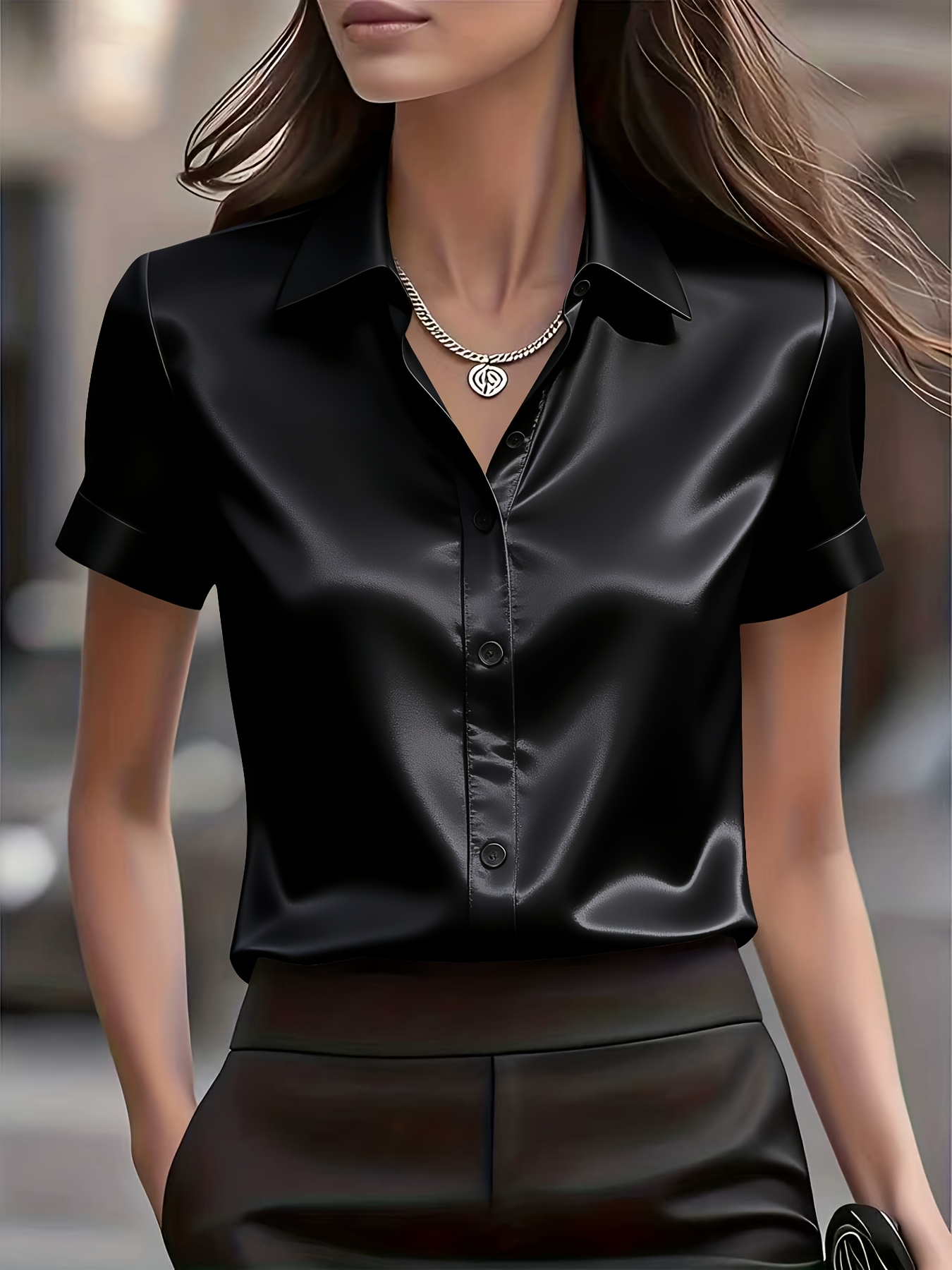 قميص أنيق ضيق من مزيج الحرير ل - مراجعة Silk Blouse Button وسعره