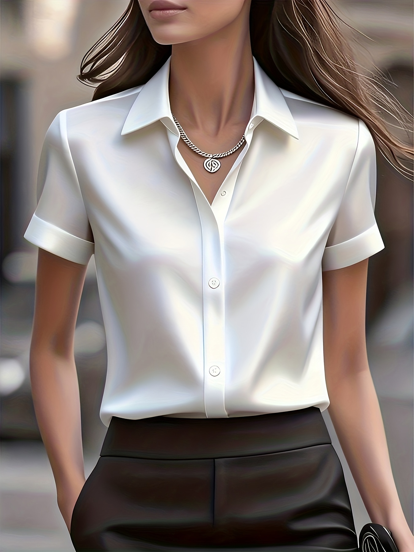 قميص أنيق ضيق من مزيج الحرير ل - مراجعة Silk Blouse Button وسعره