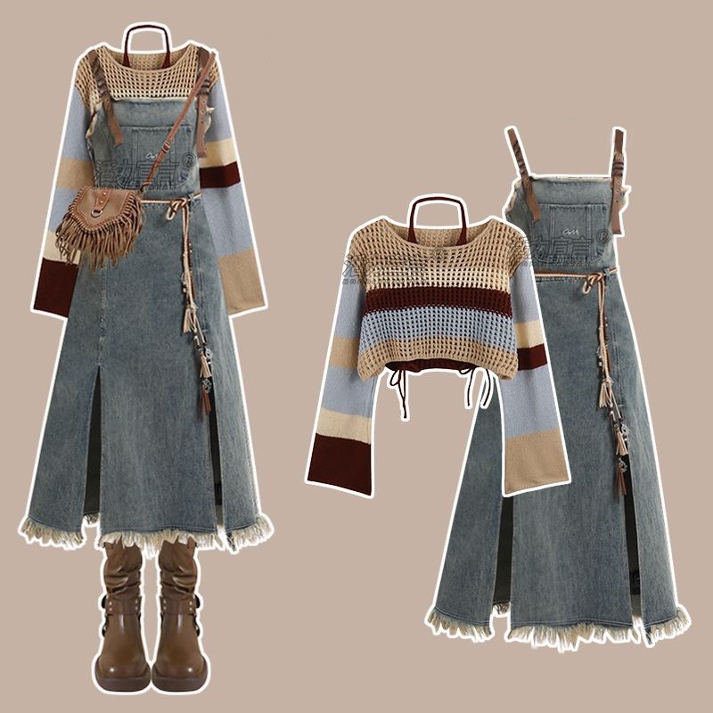 طقم تنورة جينز عتيق جديد لربيع - مراجعة Vintage Women'S Formal Wear وسعره