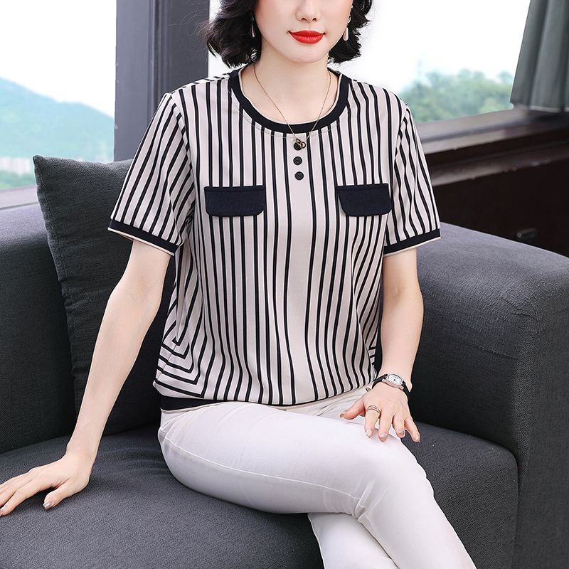قميص نسائي مخطط من الحرير الجل - مراجعة Silk Blouse Button وسعره