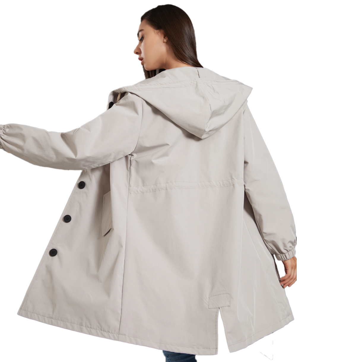 معطف نسائي طويل بقلنسوة مقاوم  - مراجعة Trench Coat Formal وسعره