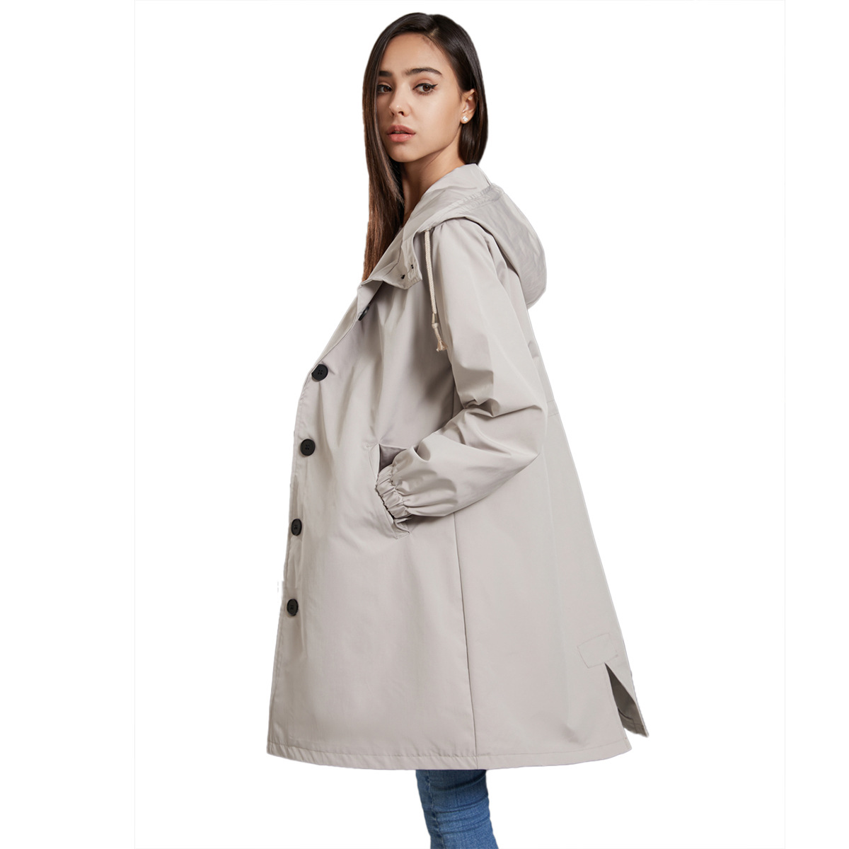 معطف نسائي طويل بقلنسوة مقاوم  - مراجعة Trench Coat Formal وسعره