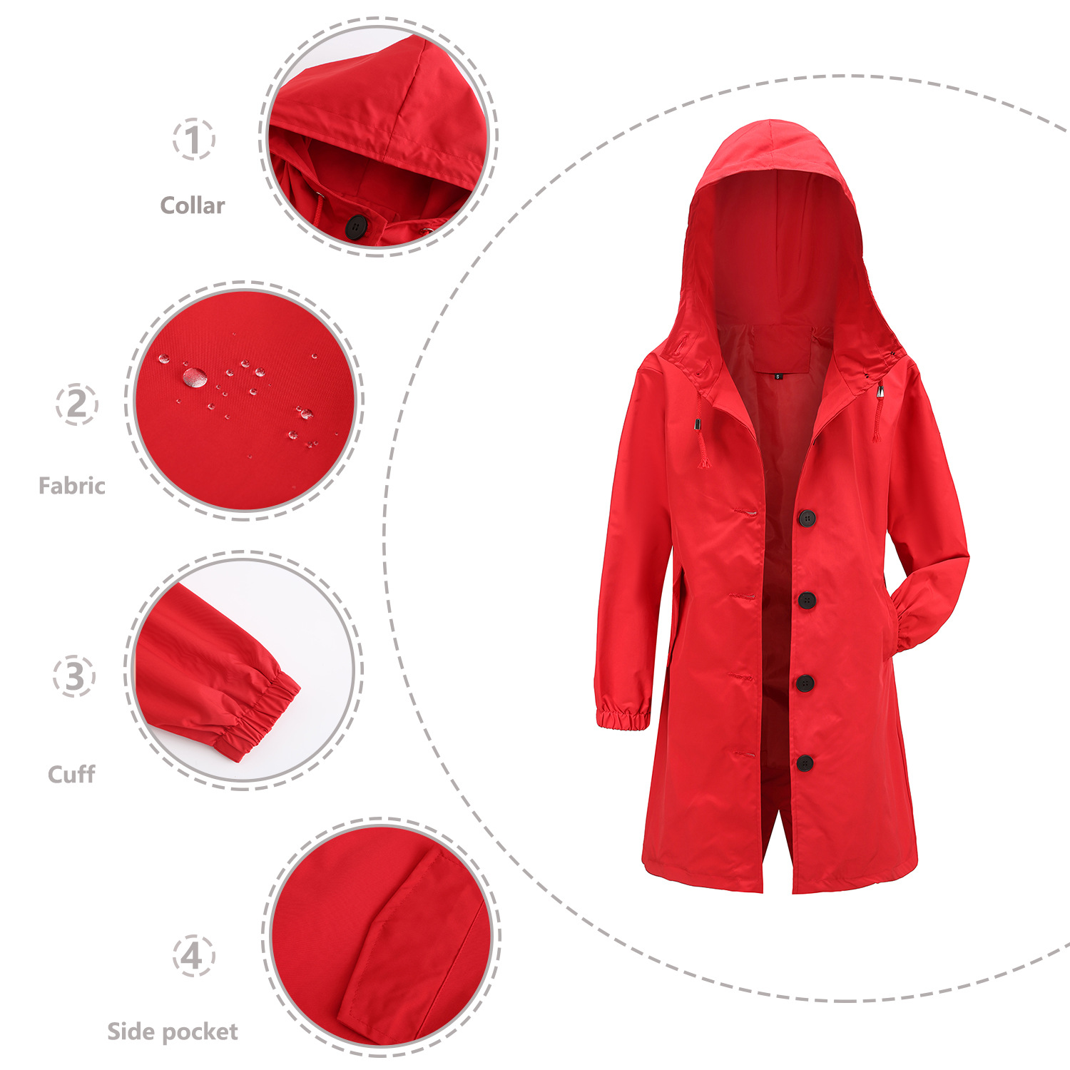 معطف نسائي طويل بقلنسوة مقاوم  - مراجعة Trench Coat Formal وسعره