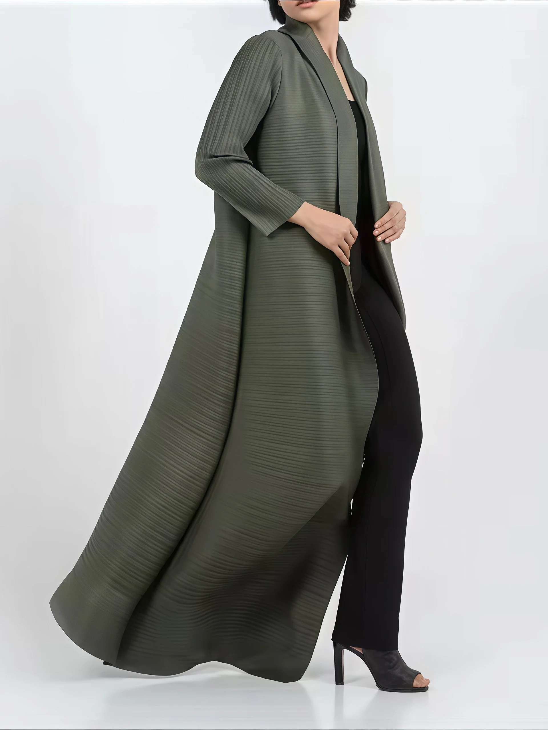 YUDX Miyake مطوي طباعة طوي طوق - مراجعة Trench Coat Formal وسعره
